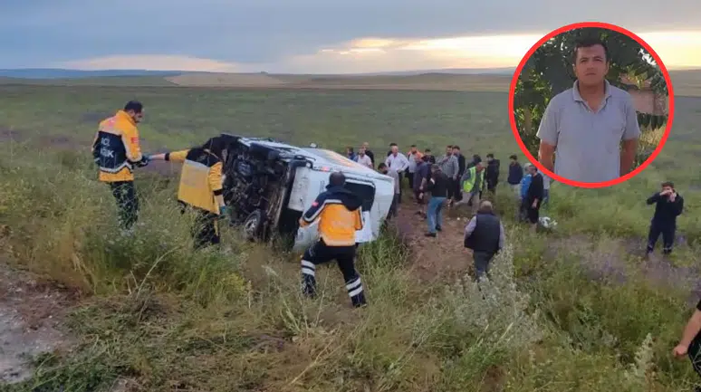 Konya'da işçi servisi şarampole devrildi : 1 ölü, 7 yaralı