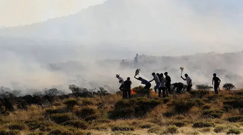 Iğdır'da anız yangını paniği : Alevler yerleşim yerlerine ulaşmadan söndürüldü