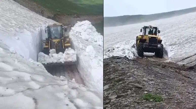 Kars'ta temmuz ayında 3 metrelik kar : Ekiplerin çalışmaları devam ediyor