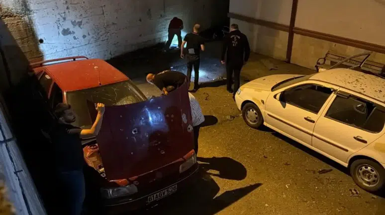 Trabzon'da otoparktaki araçların üzerine düşen İHA patladı