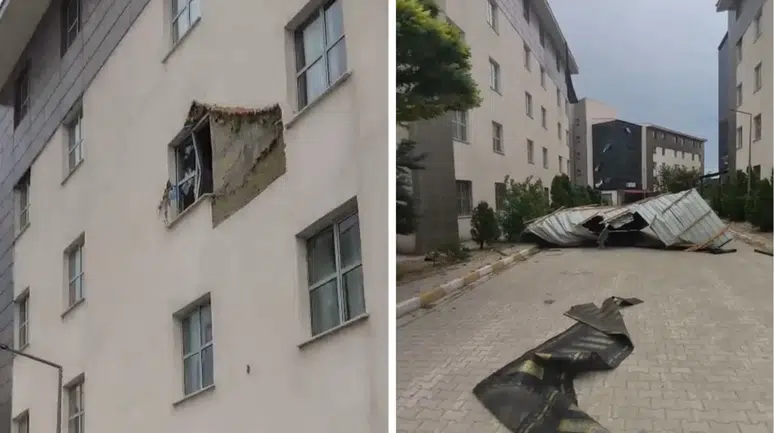 Van'da fırtına koptu : KYK yurdunun çatısı uçtu