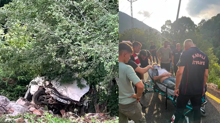 Osmaniye Kadirli'de araç uçuruma savruldu : Sürücü yaralandı