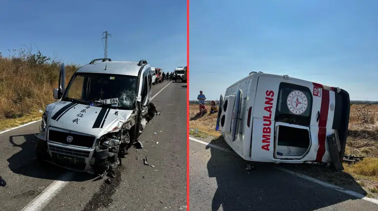 Kırklareli'nde ambulans ile 2 otomobil çarpıştı : 5 yaralı