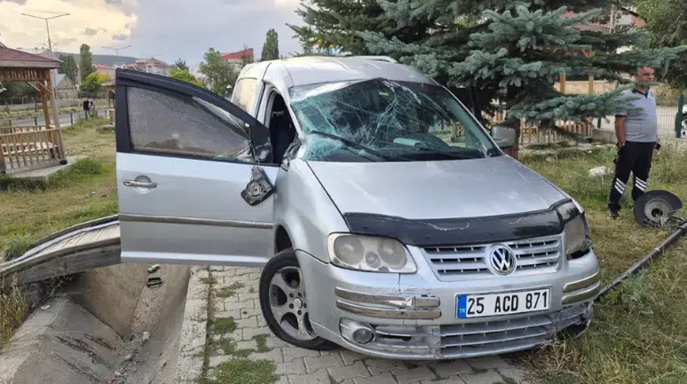 Sarıkamış'ta hafif ticari araç şarampole devrildi: 2 yaralı