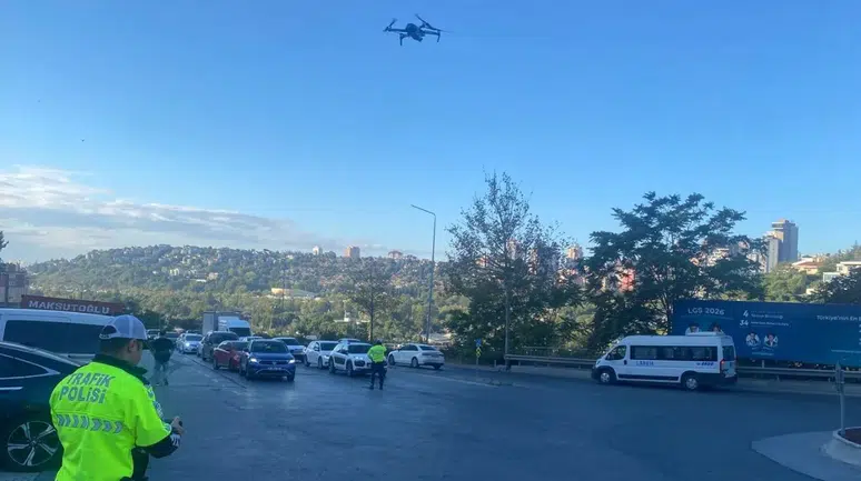 Bahçeşehir'de dron destekli trafik denetimi