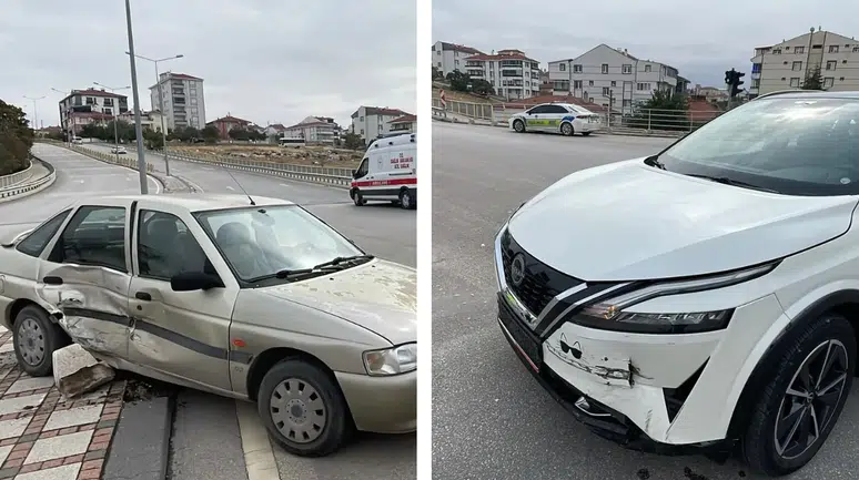 Karaman'da kavşakta cip ile otomobil çarpıştı, 2 kişi yaralandı