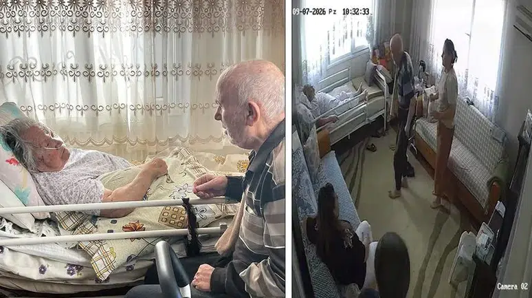 68 yıllık eşine sarılmak için ayağa kalktı: Duygulandıran anlar