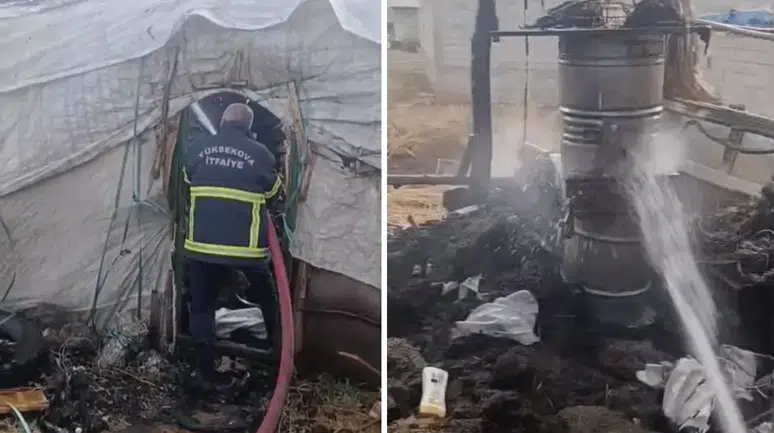 Hakkari'de odunluk yangını ! Kışlık malzemeler kül oldu
