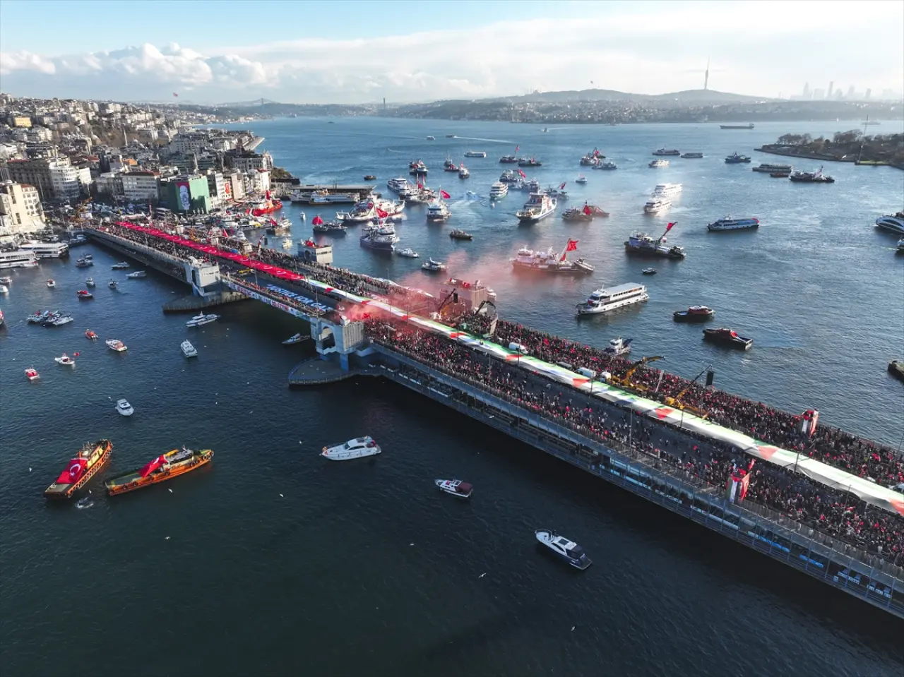 Galata Köprüsü'nde büyük Gazze yürüyüşü! 6