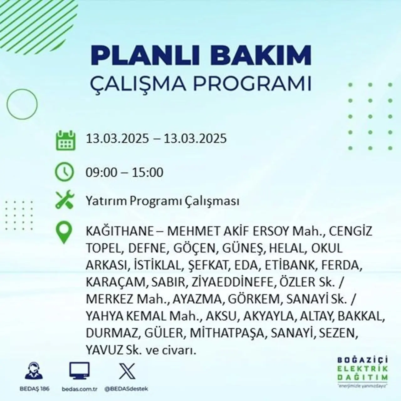 İstanbul'un 19 ilçesinde elektrik kesintisi: Elektrikler ne zaman gelecek? (13 Mart planlı kesinti programı) - 33