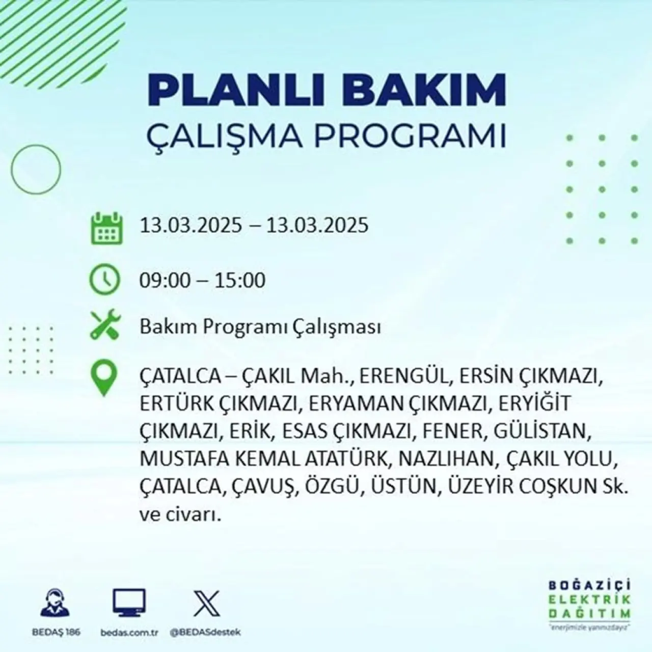 İstanbul'un 19 ilçesinde elektrik kesintisi: Elektrikler ne zaman gelecek? (13 Mart planlı kesinti programı) - 20