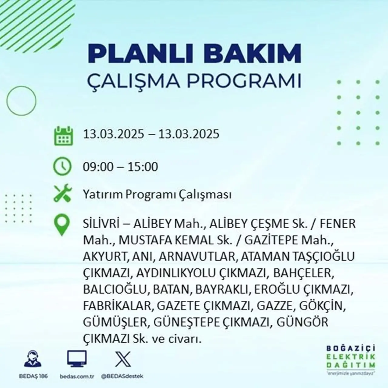 İstanbul'un 19 ilçesinde elektrik kesintisi: Elektrikler ne zaman gelecek? (13 Mart planlı kesinti programı) - 43