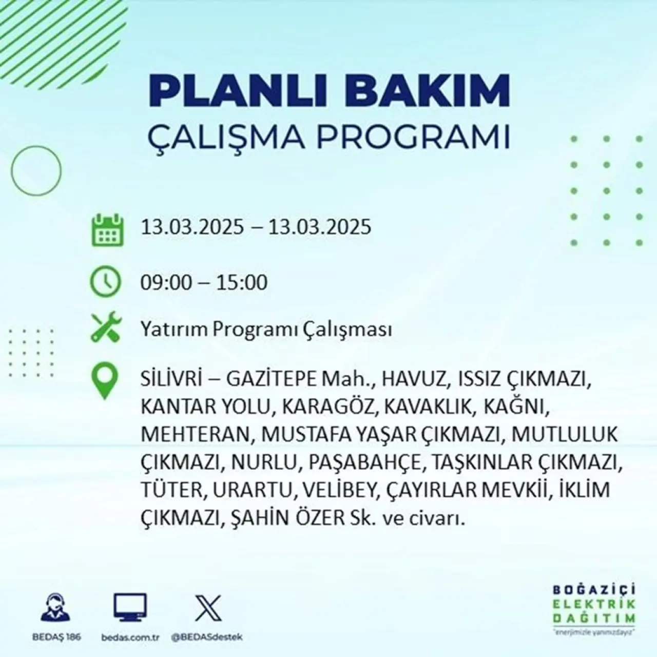 İstanbul'un 19 ilçesinde elektrik kesintisi: Elektrikler ne zaman gelecek? (13 Mart planlı kesinti programı) - 42