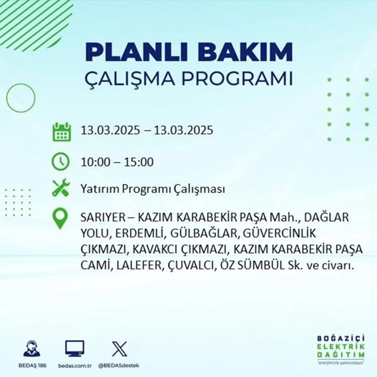 İstanbul'un 19 ilçesinde elektrik kesintisi: Elektrikler ne zaman gelecek? (13 Mart planlı kesinti programı) - 41