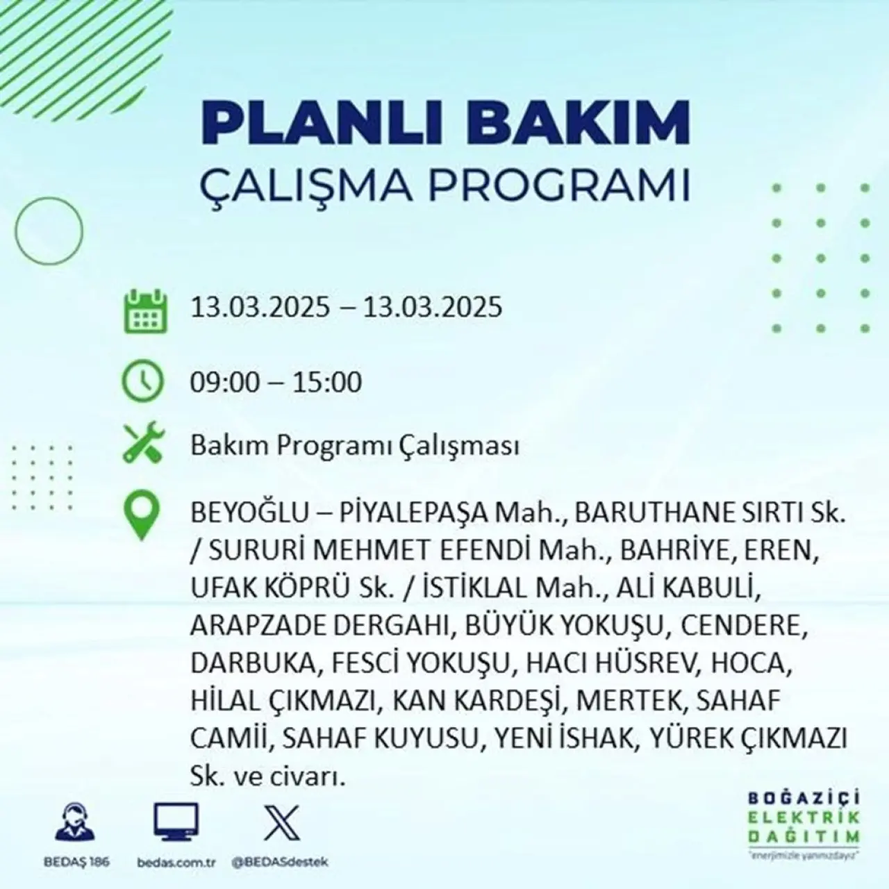 İstanbul'un 19 ilçesinde elektrik kesintisi: Elektrikler ne zaman gelecek? (13 Mart planlı kesinti programı) - 12