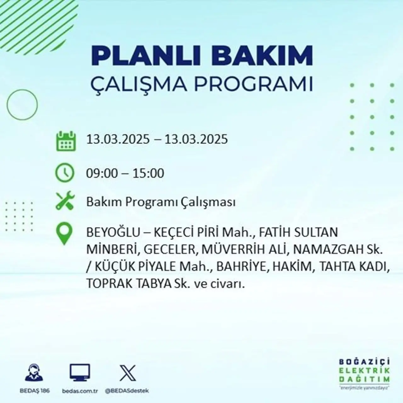 İstanbul'un 19 ilçesinde elektrik kesintisi: Elektrikler ne zaman gelecek? (13 Mart planlı kesinti programı) - 13