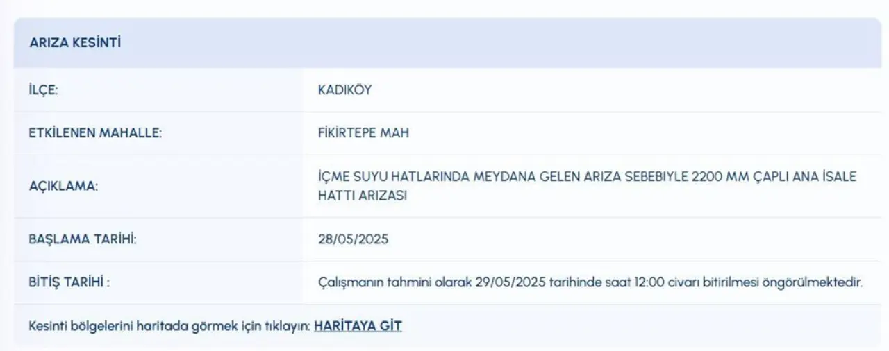 İstanbul'da (Kadıköy, Üsküdar, Zeytinburnu) sular ne zaman gelecek? - 2