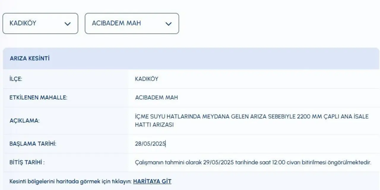 İstanbul'da (Kadıköy, Üsküdar, Zeytinburnu) sular ne zaman gelecek? - 4