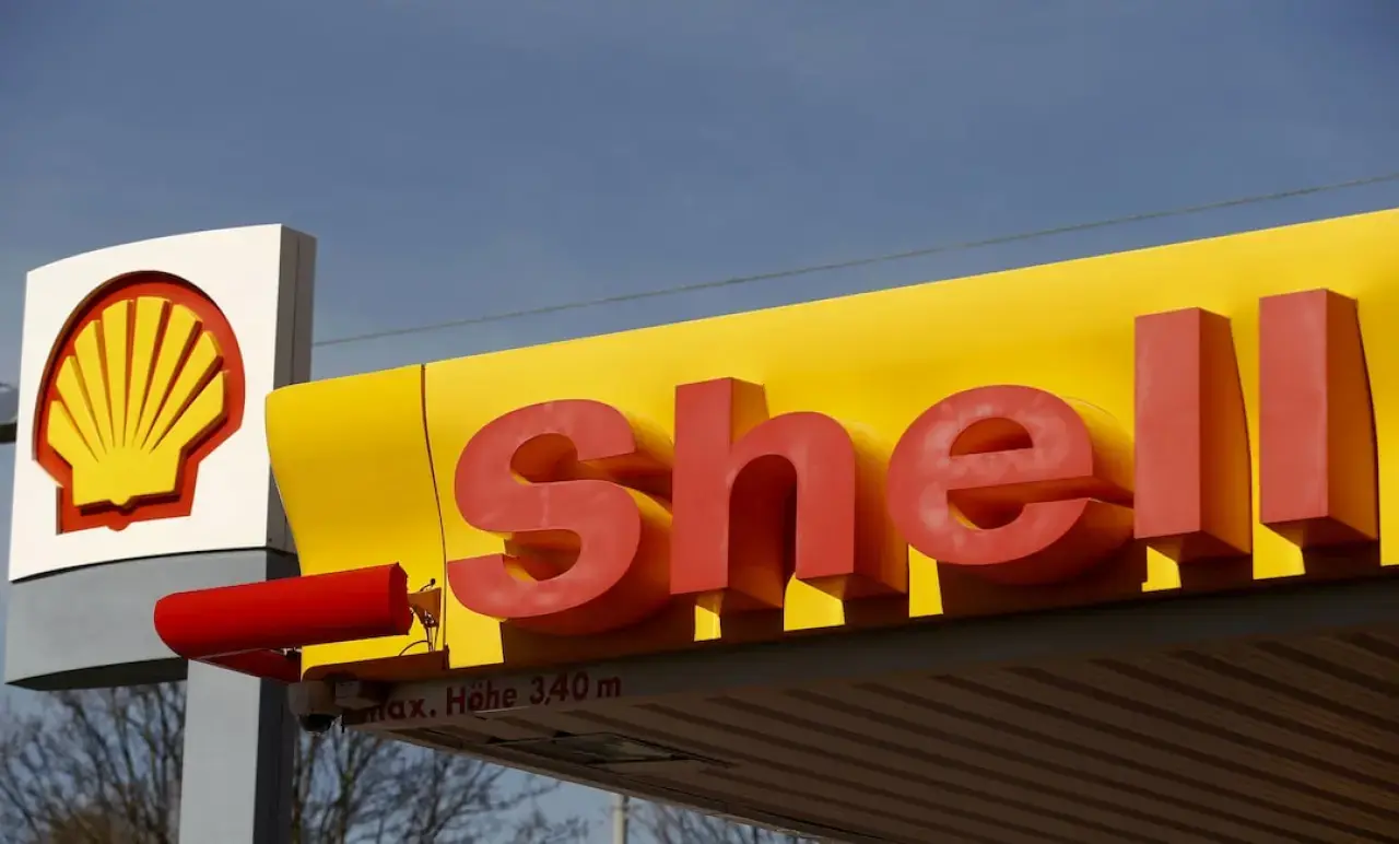 Oil major Shell's logo is pictured at a petrol station in Zurich