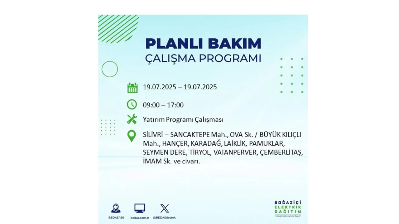 İstanbul'da elektrik kesintisi! BEDAŞ 19 Temmuz Cumartesi elektrik kesintilerinin olacağı ilçeleri açıkladı! İşte elektrik kesintisi yaşayan ilçeler - Resim: 22
